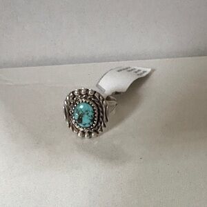 Navajo Made Brenda Boyd Kingman Turquoise Sterling Silver Ring 8.5 NWT